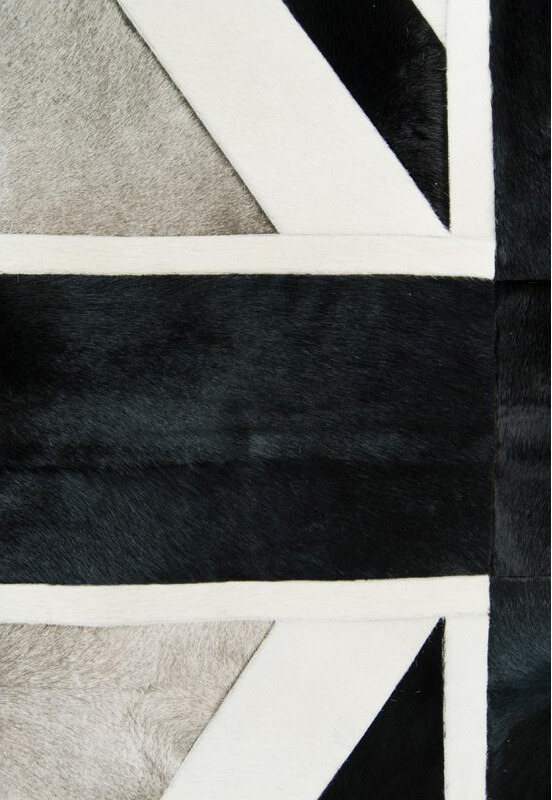 Union Jack Black / Grey Luxury Cowhide Rug