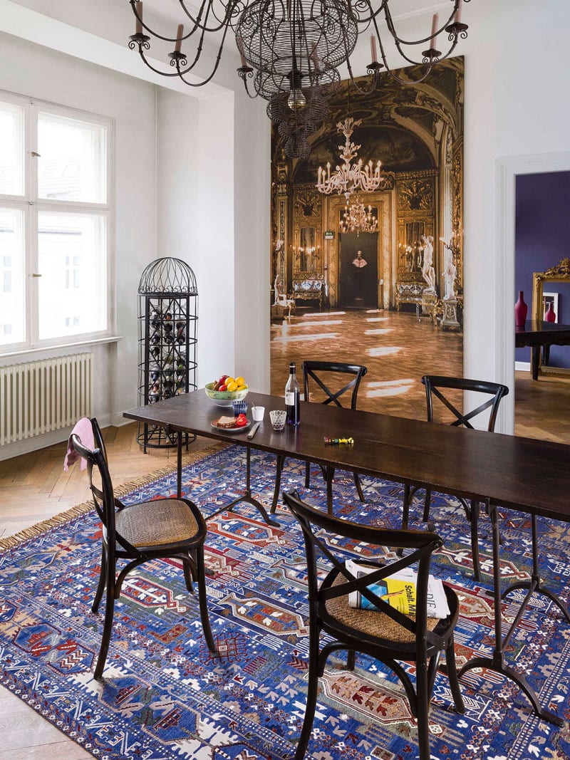 Balouch Blue Hand-Knotted Silk / Wool Rug | Size: 300 x 400 cm