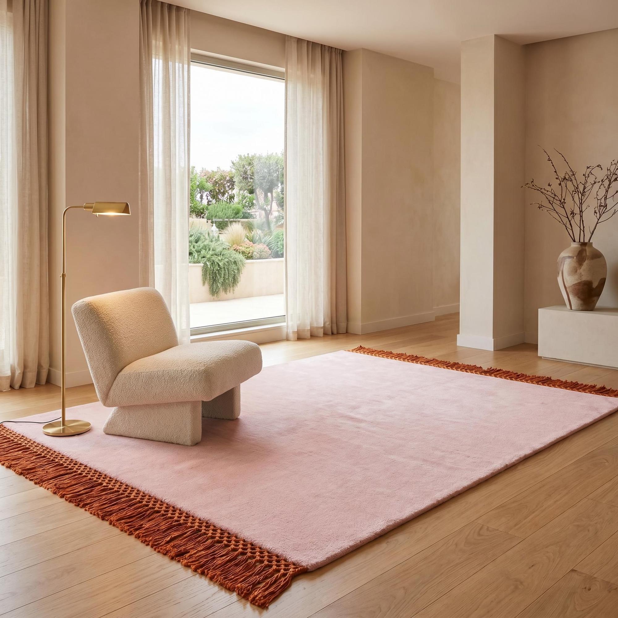 Minimal Fringe Blush Artisan Rug