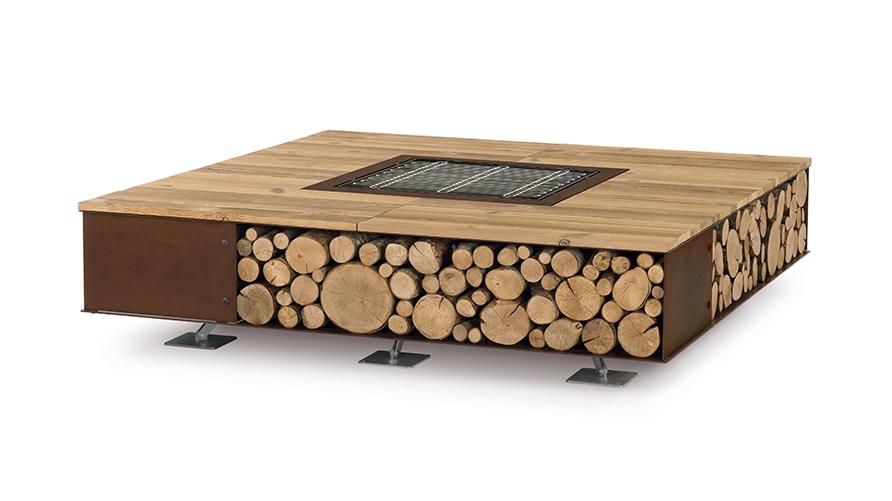 Square Wood Outdoor Fire Pit