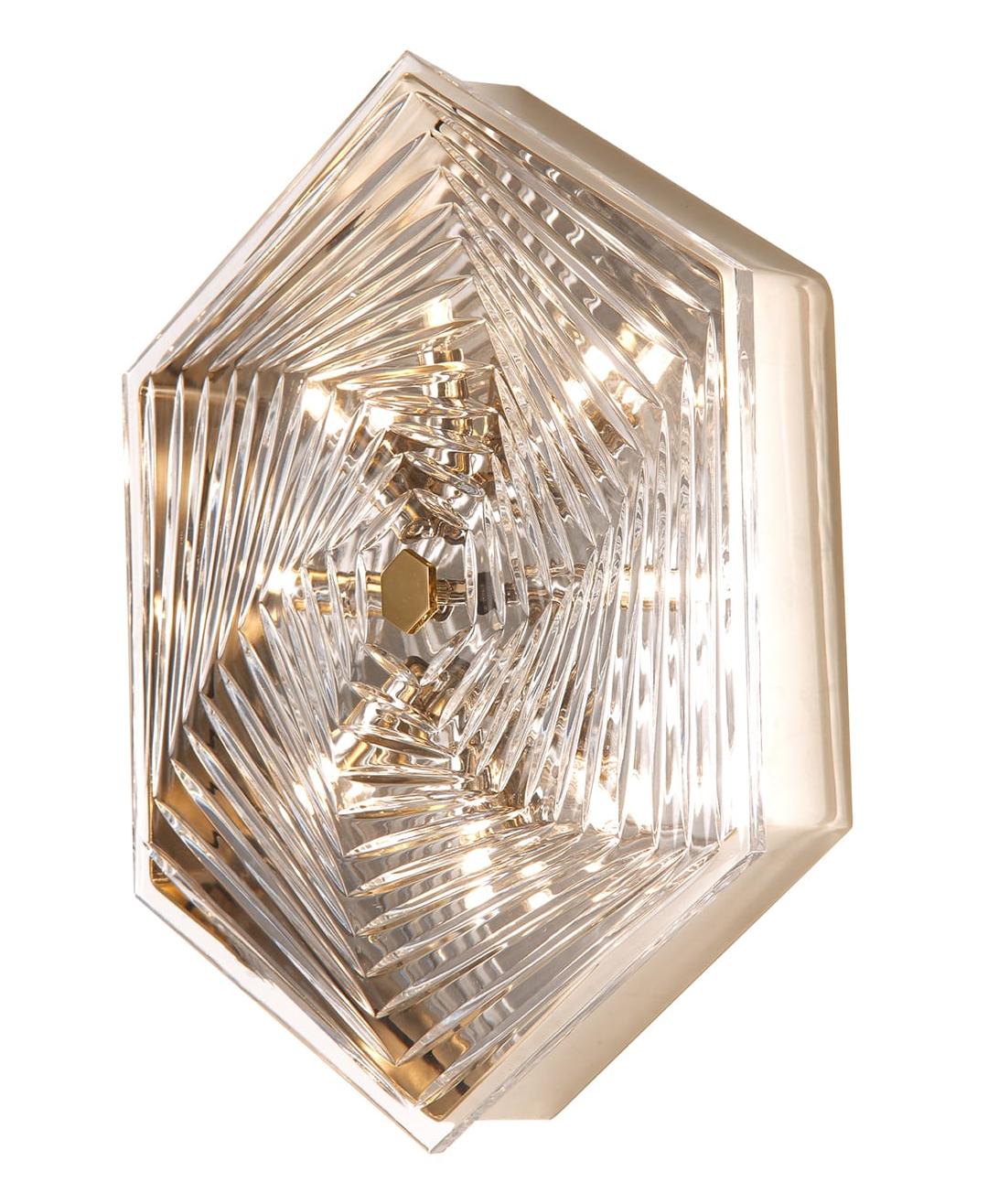 Hexagonal Large Brass Wall Sconce