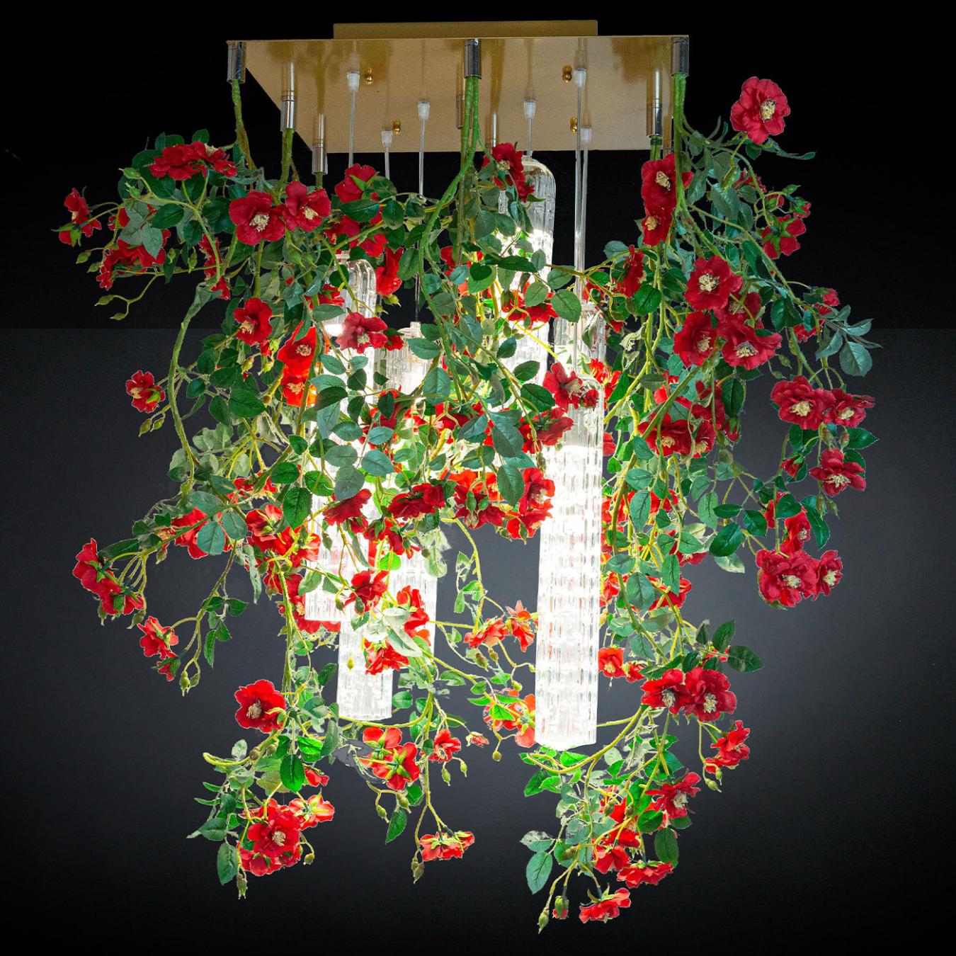 Red Roses Square Italian Chandelier