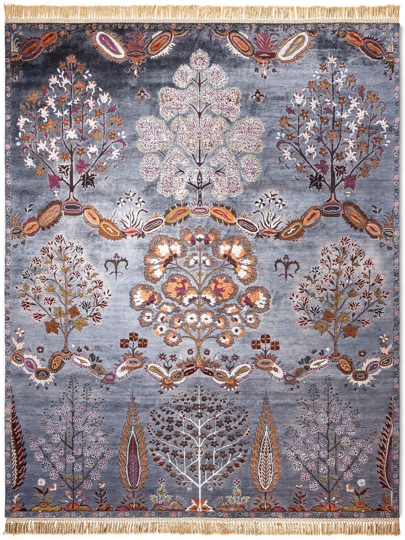 Mughal Charcoal Luxury Handwoven Rug