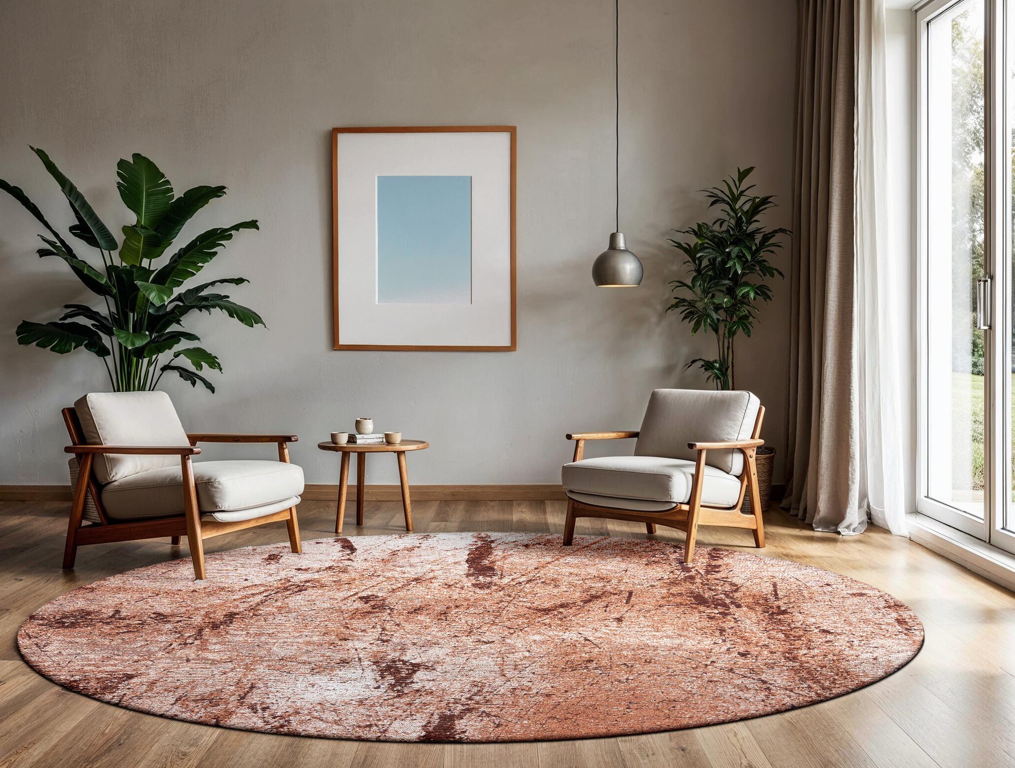 Warm Spice Toned Abstract Round Rug | Size: Ø 140 cm