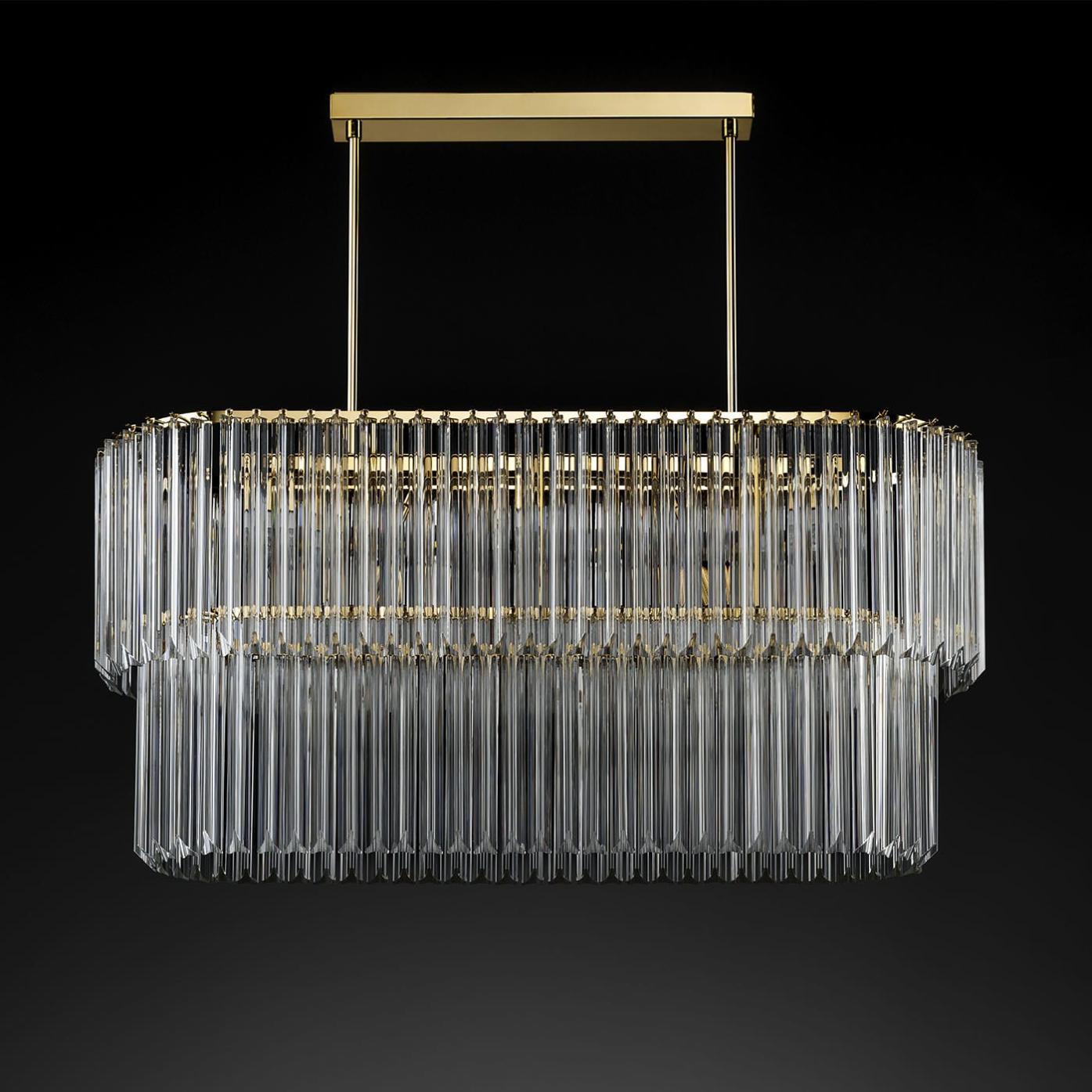 Oval Antique Gold Triedro Chandelier