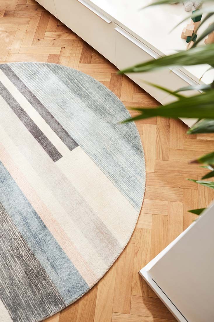 Straight Lines Handwoven Circle Rug