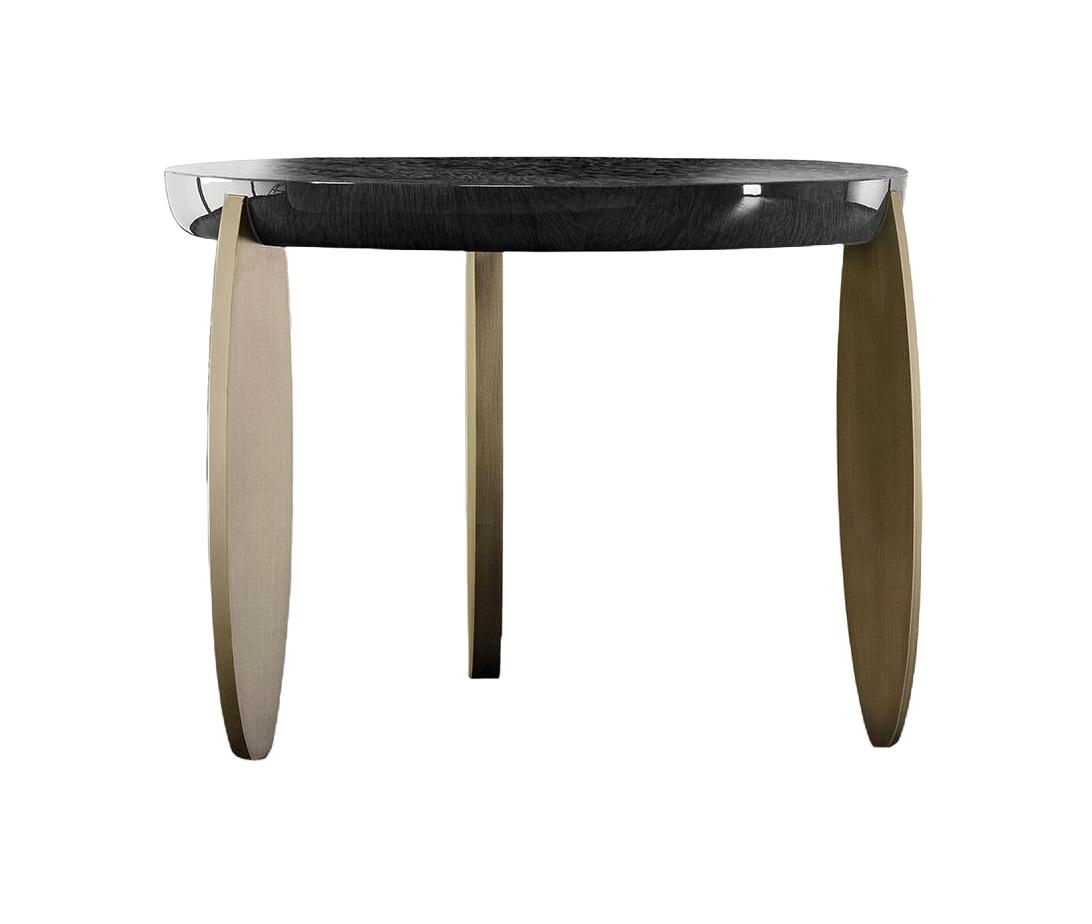 High-Gloss Wooden Top Side Table