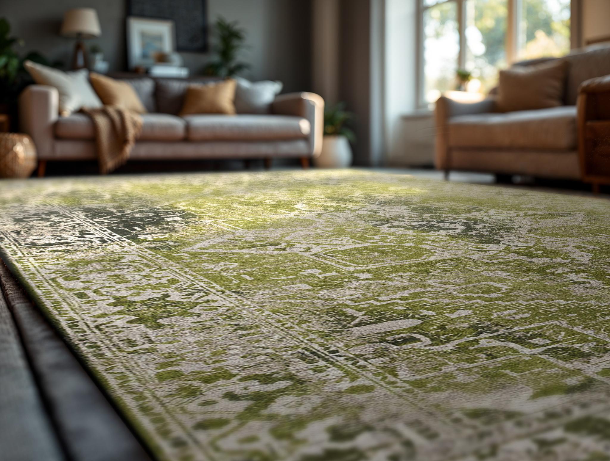 Olive Green Natural Pattern Rug | Size: 280 x 390 cm