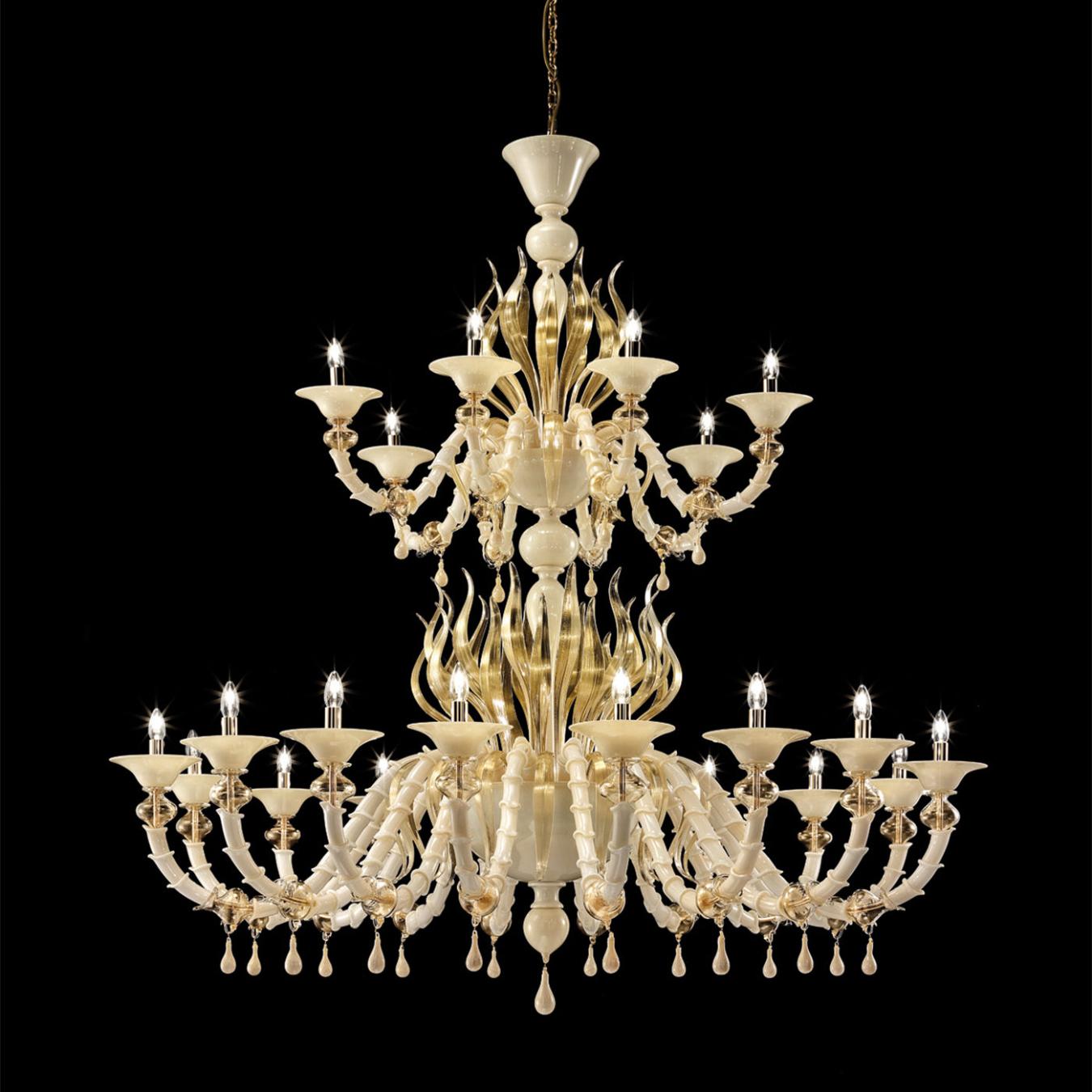 Golden Mouth-Blown Murano Chandelier