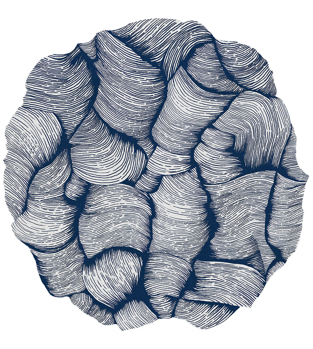 Round Blue Hand-Woven Rug | Size: Ø 300 cm