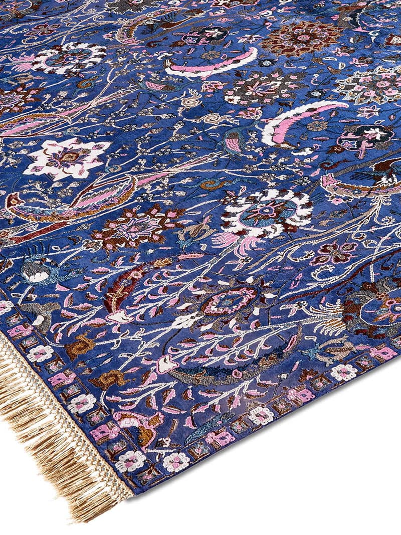 Kerman Blue Wool & Silk Rug