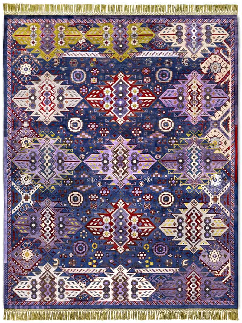 New Tribal Hand-Knotted Wool / Silk Rug ☞ Size: 183 x 274 cm