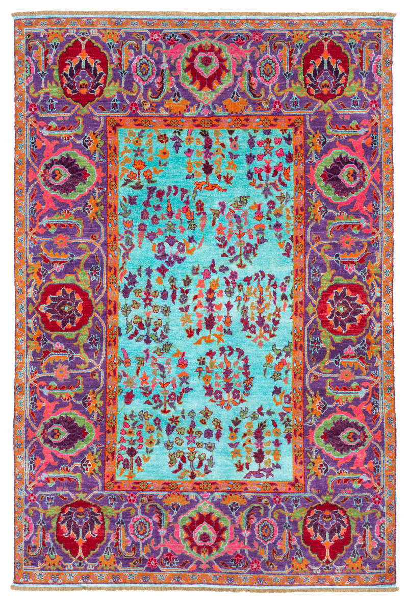 Hand-Knotted Wool / Silk Designer Rug