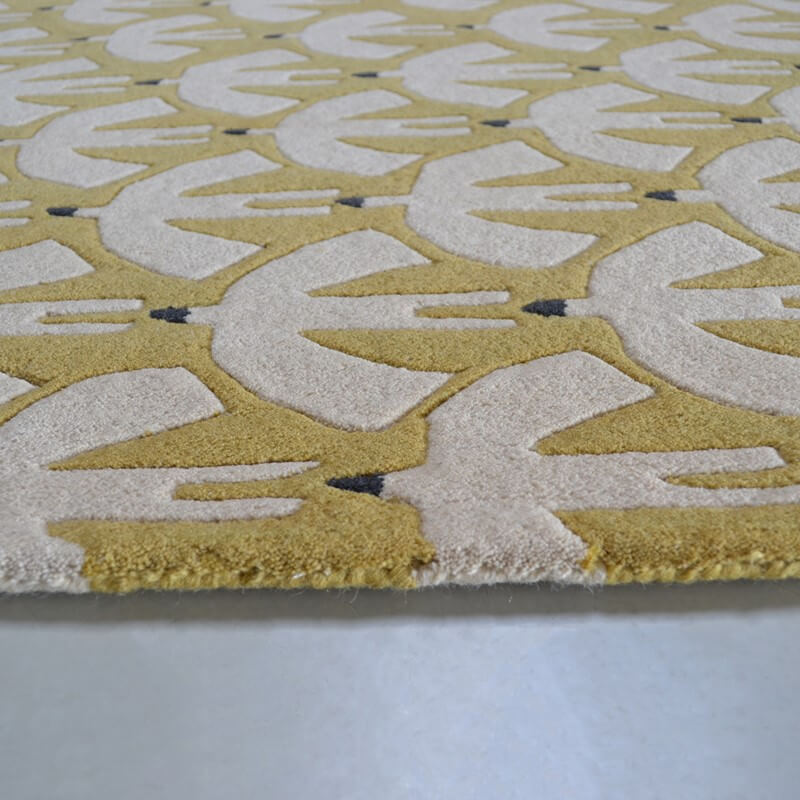 Birds Ochre Hand-Tufted Rug ☞ Size: 140 x 200 cm