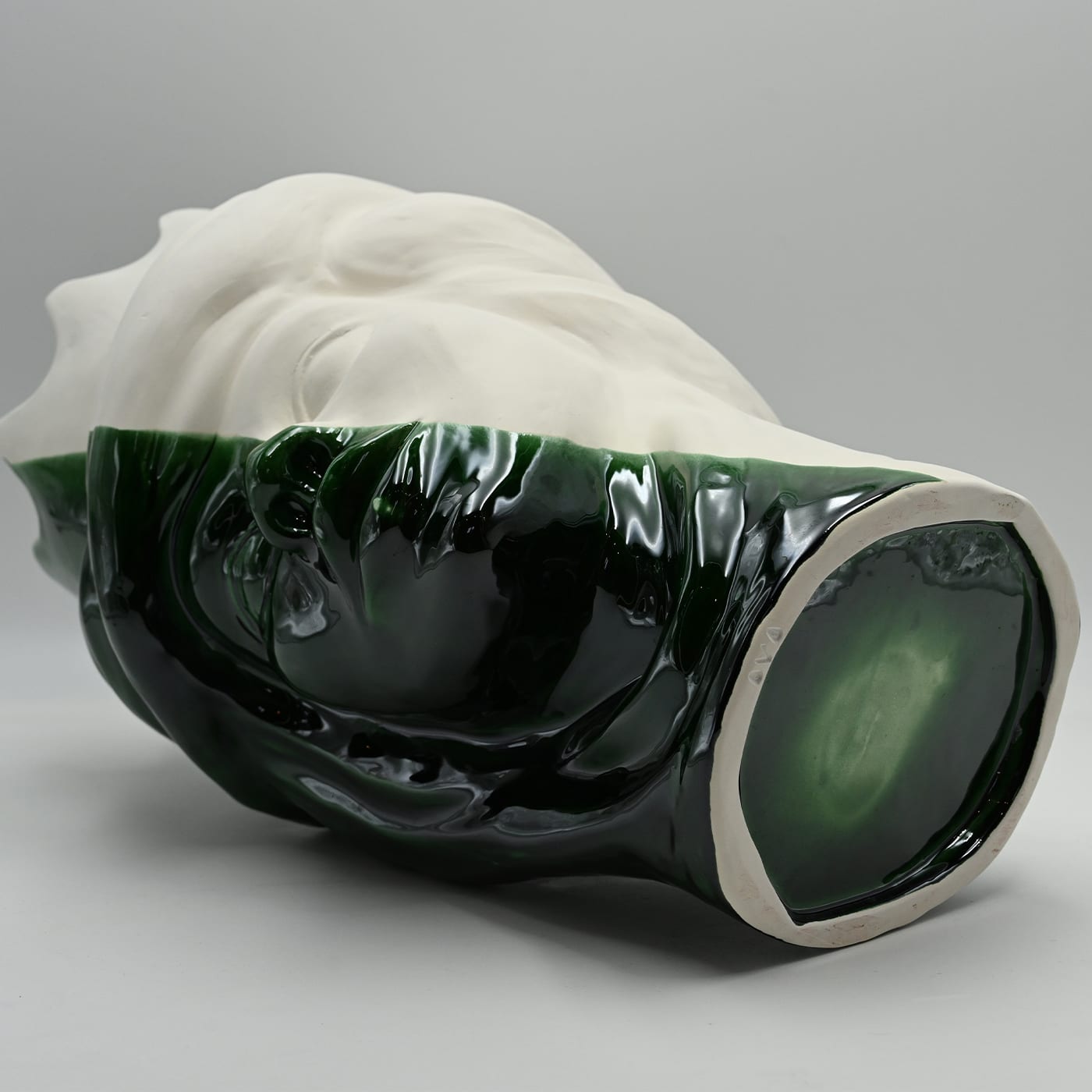 Italian Handcrafted Green and White Moor's Head Sculpture