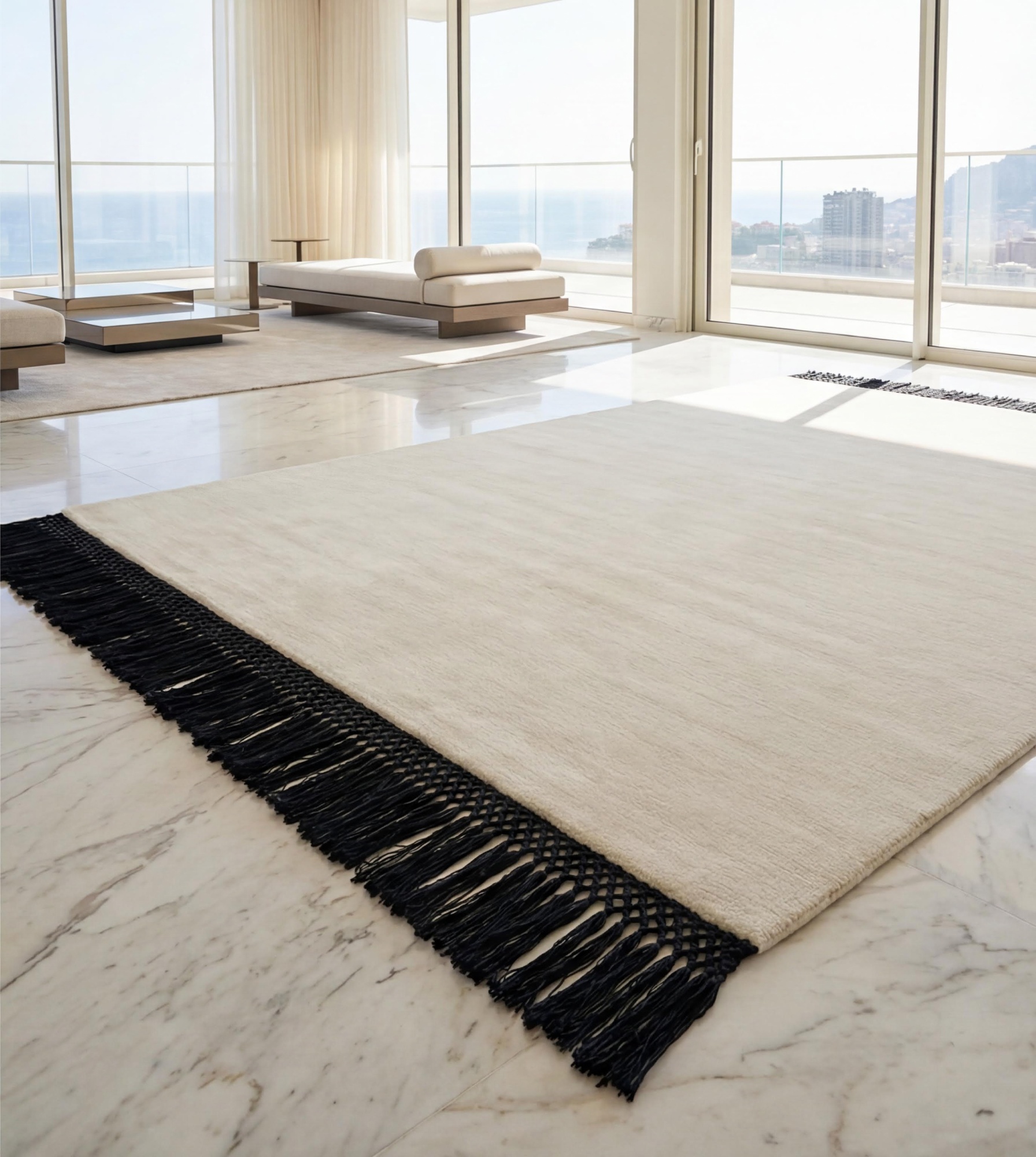 Minimal Fringe Ivory Artisan Rug