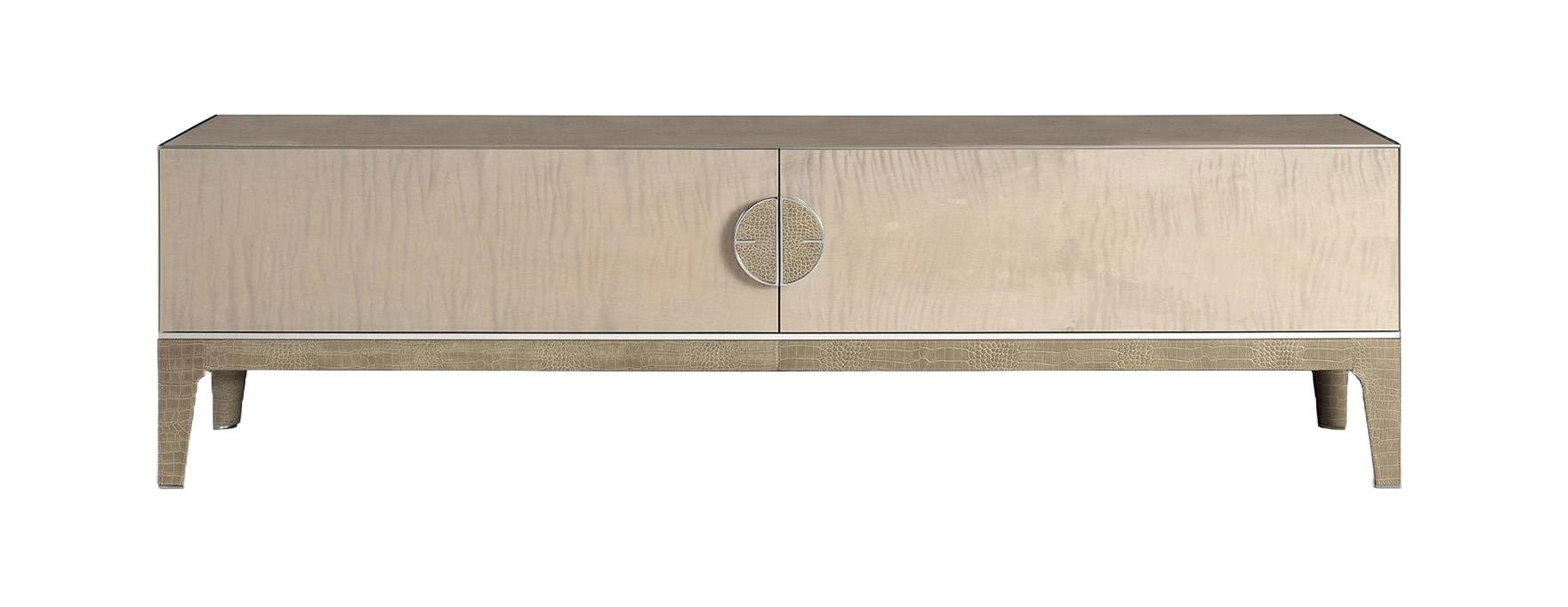 Leather TV Stand with Dual Drawers