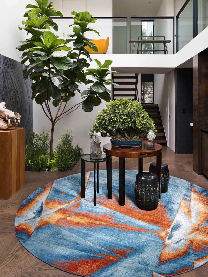 Round Cyan Handwoven Luxury Rug