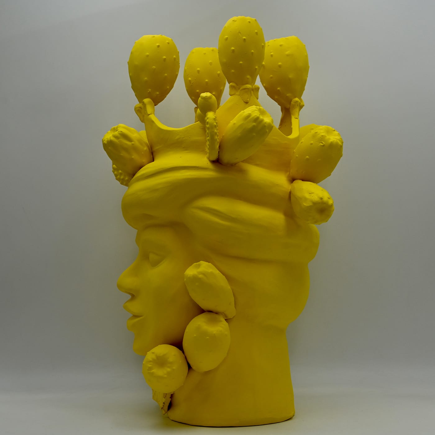 Yellow Moor's Head Sculpture Italian Artisan Craft