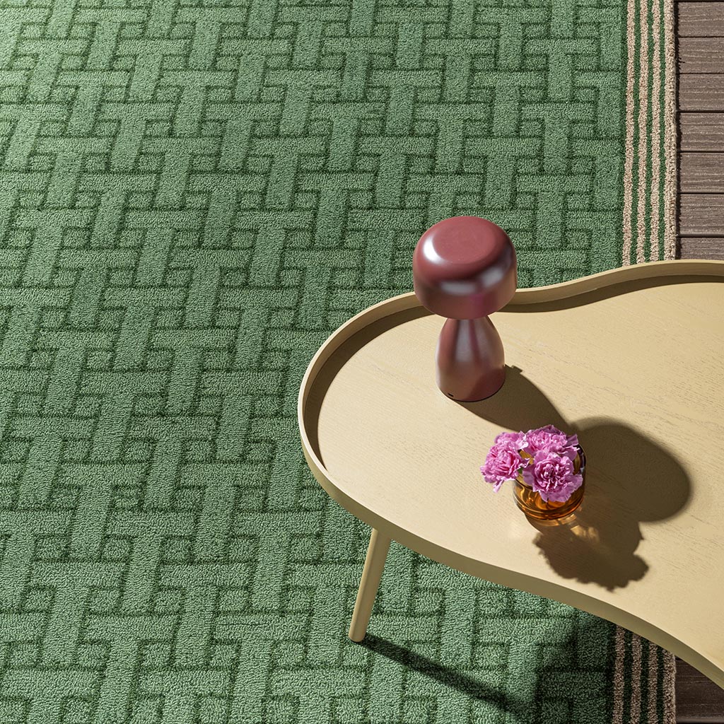 Monogram Green Rug For Outdoor Use