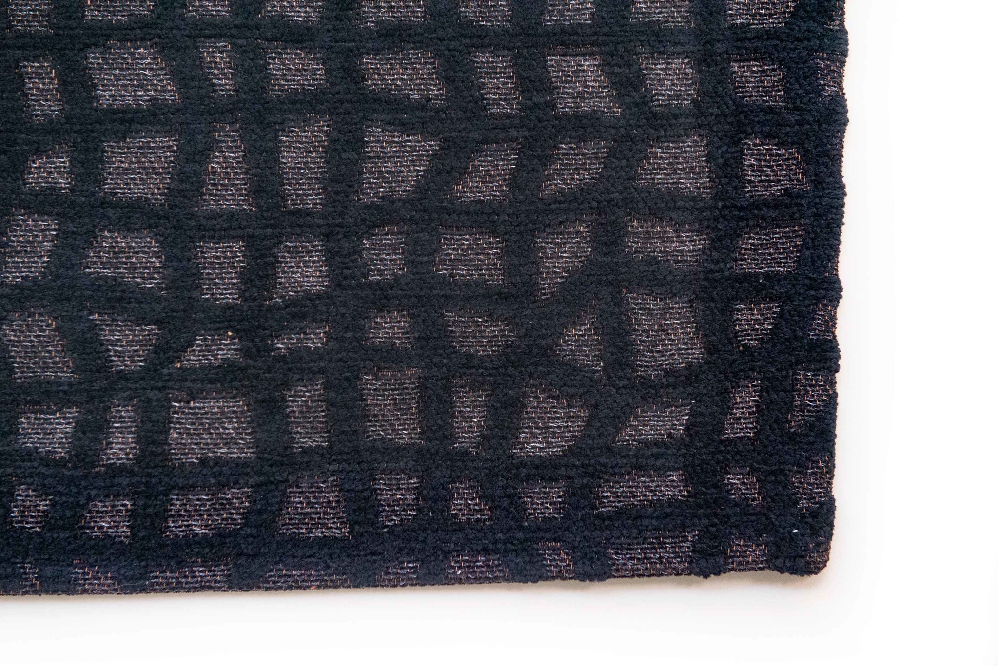 Black Checkered Belgian Flatwoven Rug ☞ Size: 140 x 200 cm