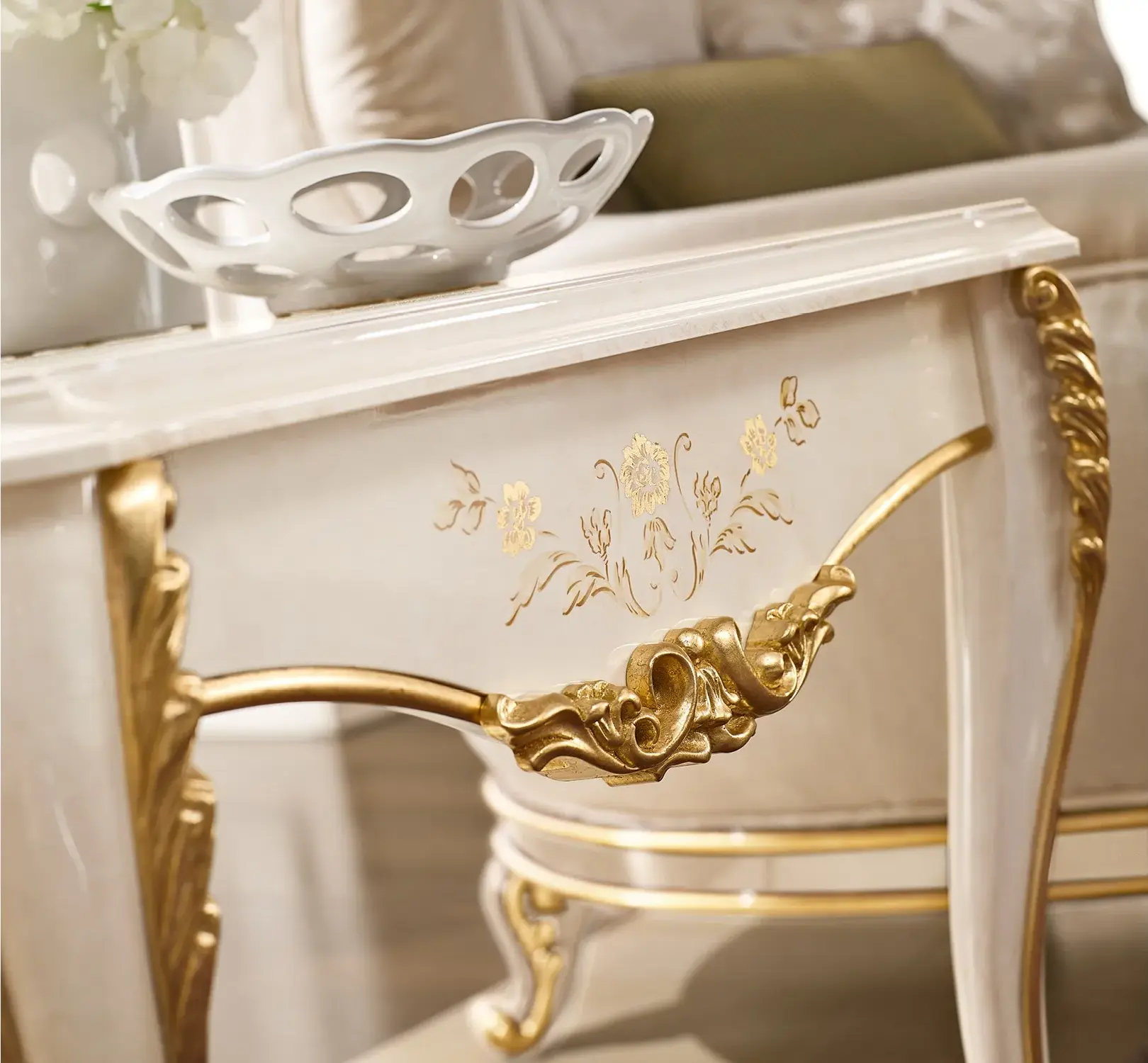 Ivory & Gold Italian Side Table