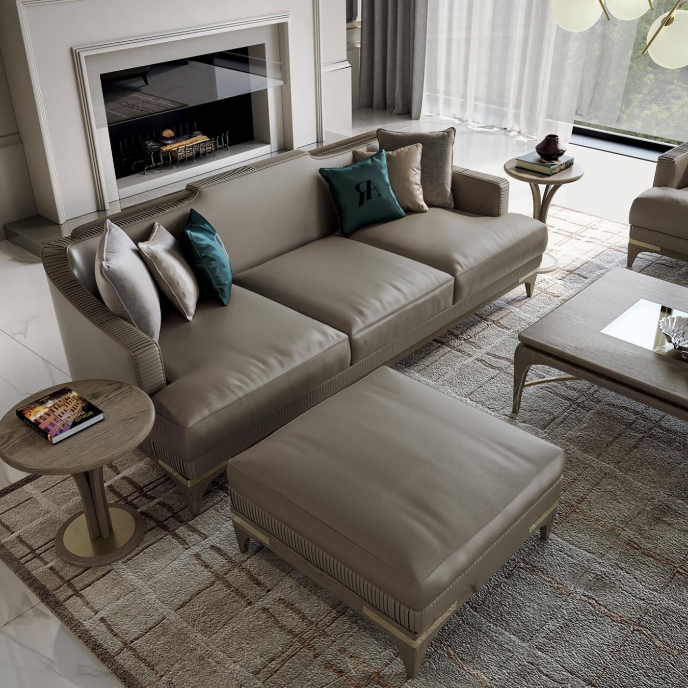 Opulent Leather Pouffe