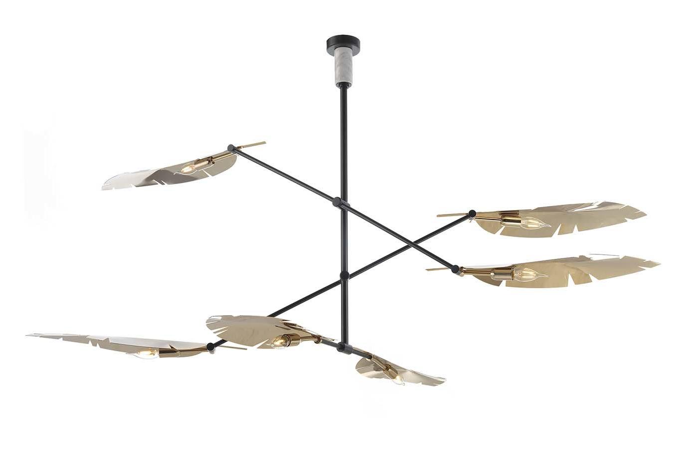 Leaf Soft Gold & Black Marble Chandelier