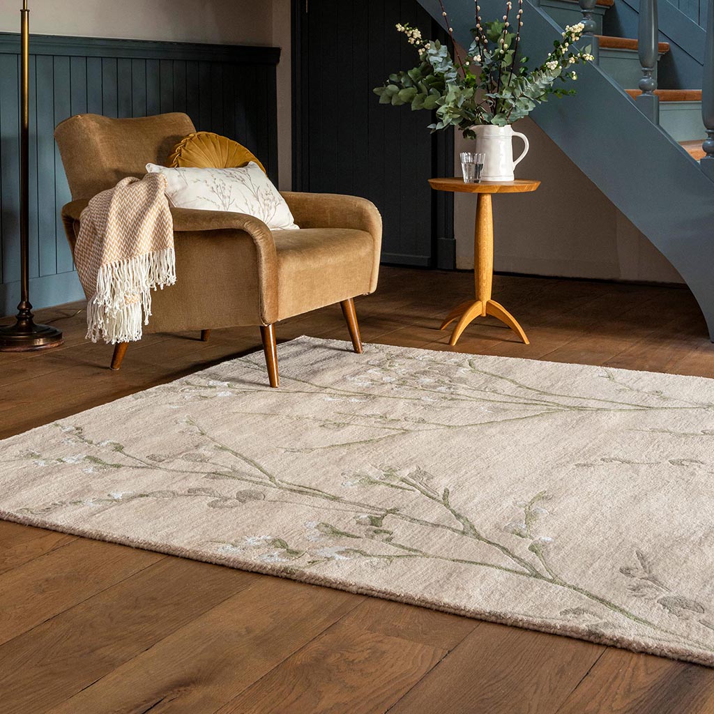 Willow Branch Hedgerow Green Rug | Size: 170 x 240 cm