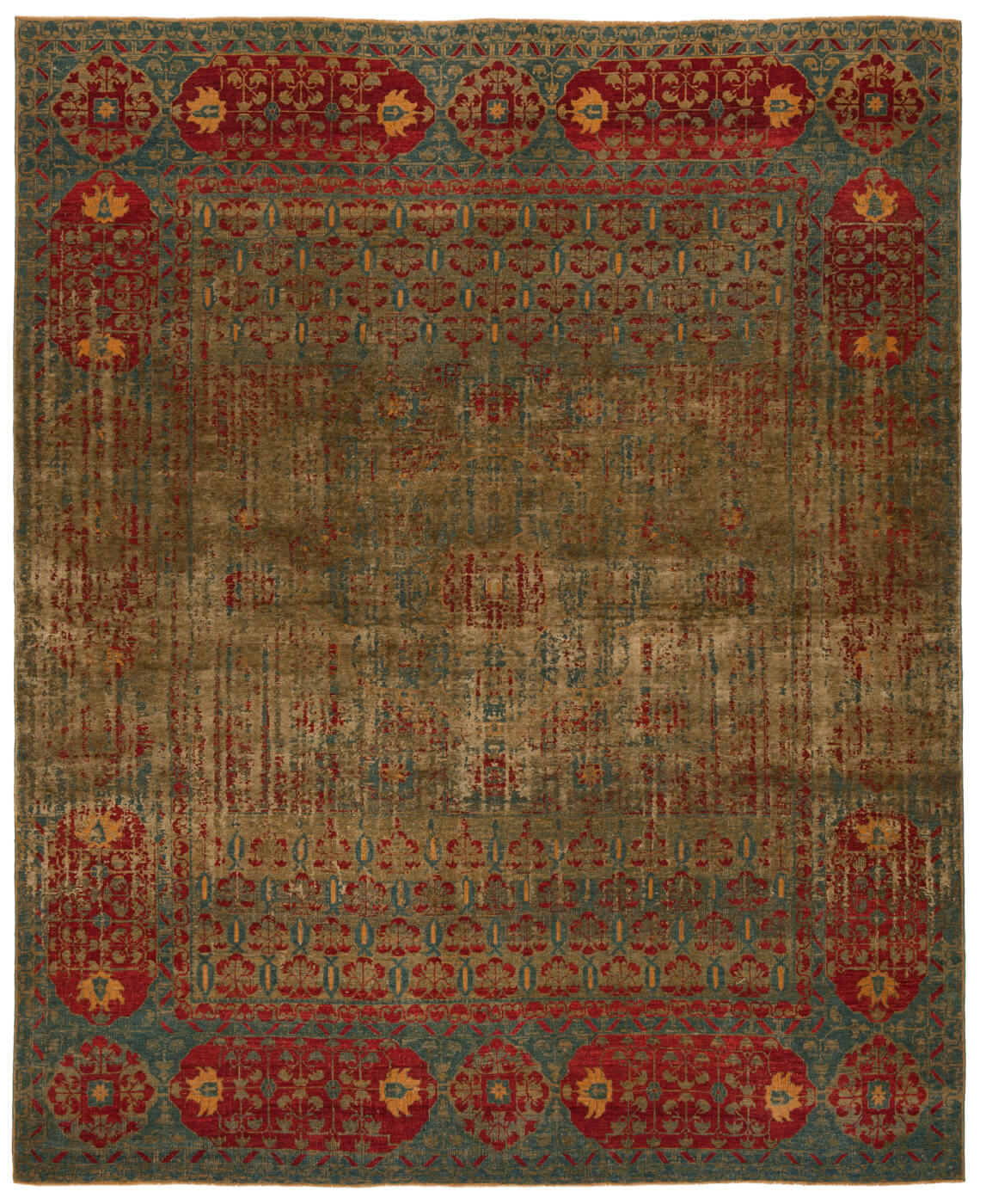 Red Hand-woven Wool / Silk Luxury Rug