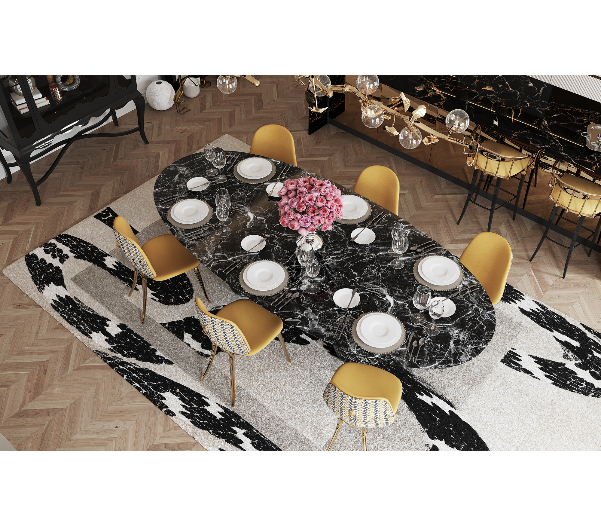 Oval XL Nero Marquina Luxe Dining Table