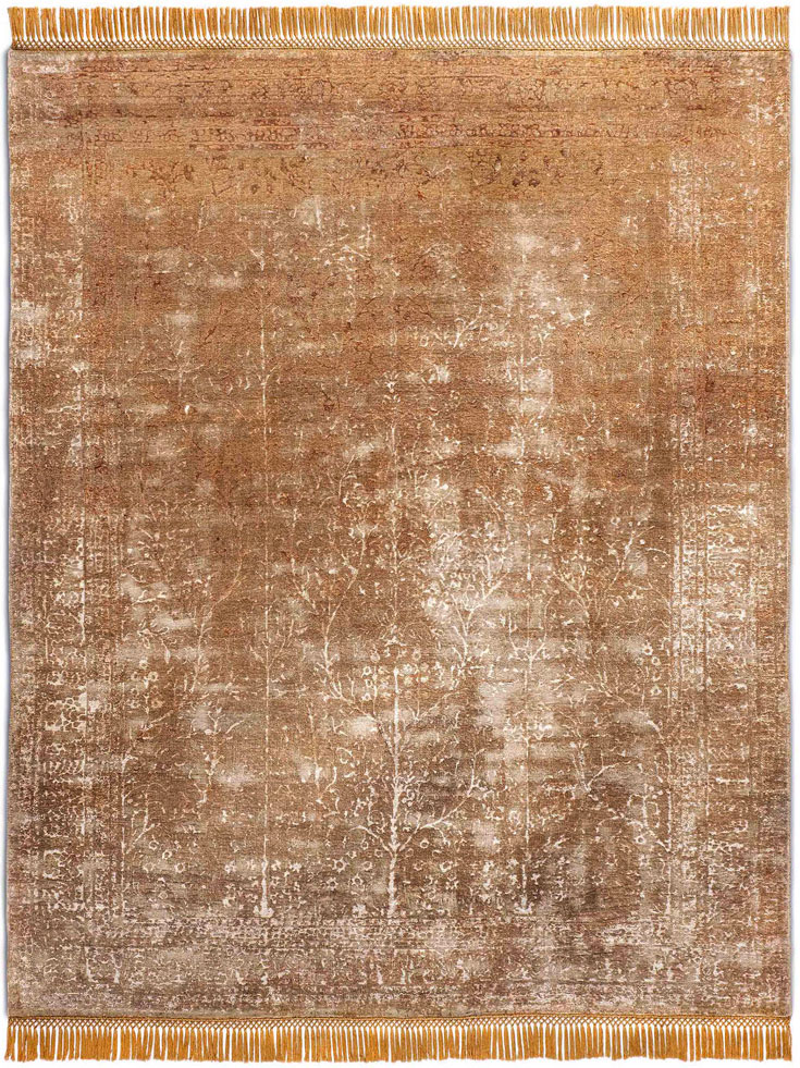 Zero Pile Luxury Silk / Wool Rug ☞ Size: 183 x 274 cm