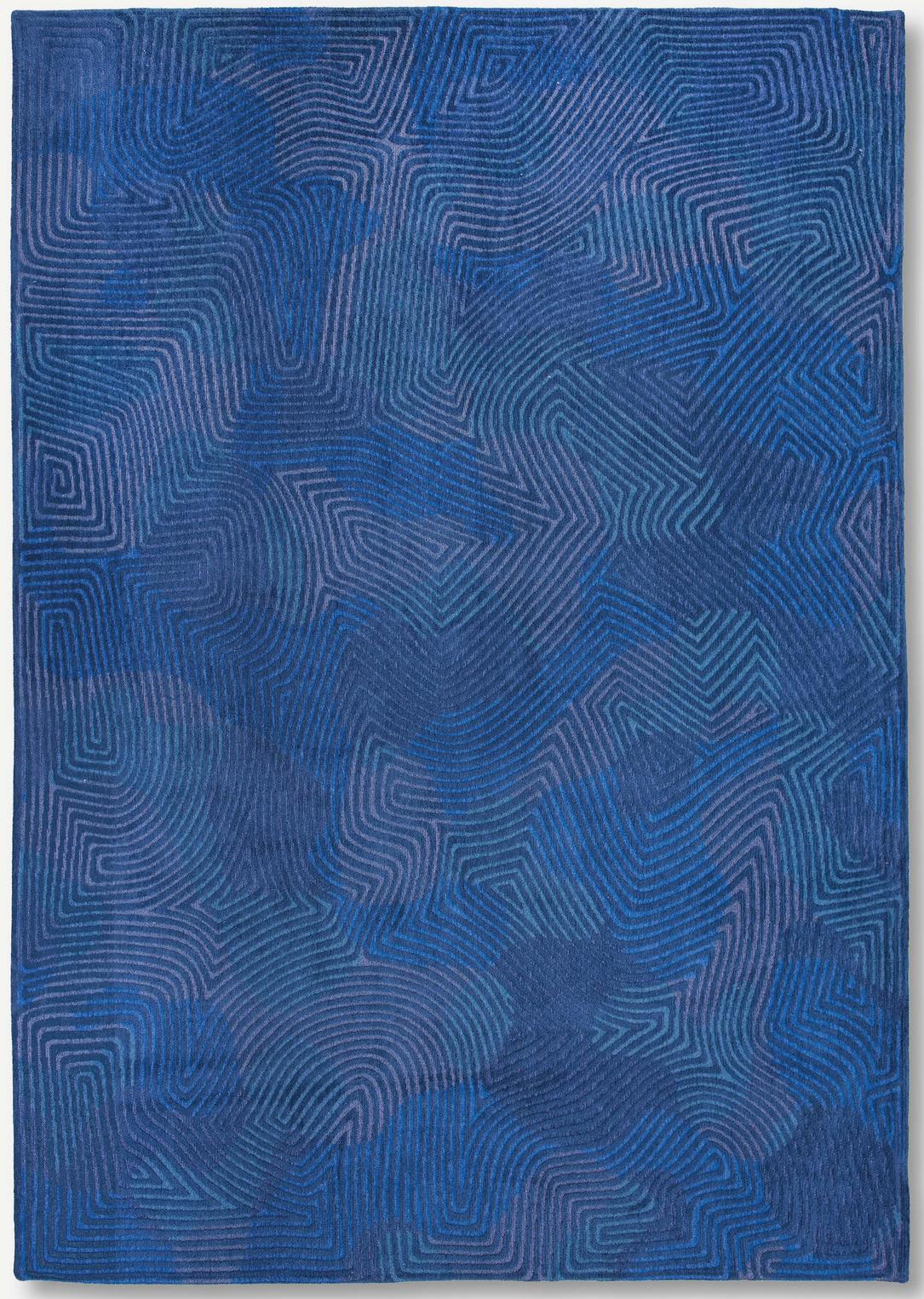 Blue Belgian Flatwoven Rug ☞ Size: 140 x 200 cm