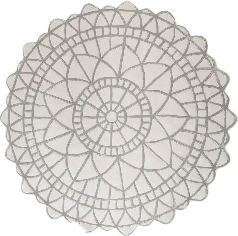 White Round Handwoven Rug Ø220 cm