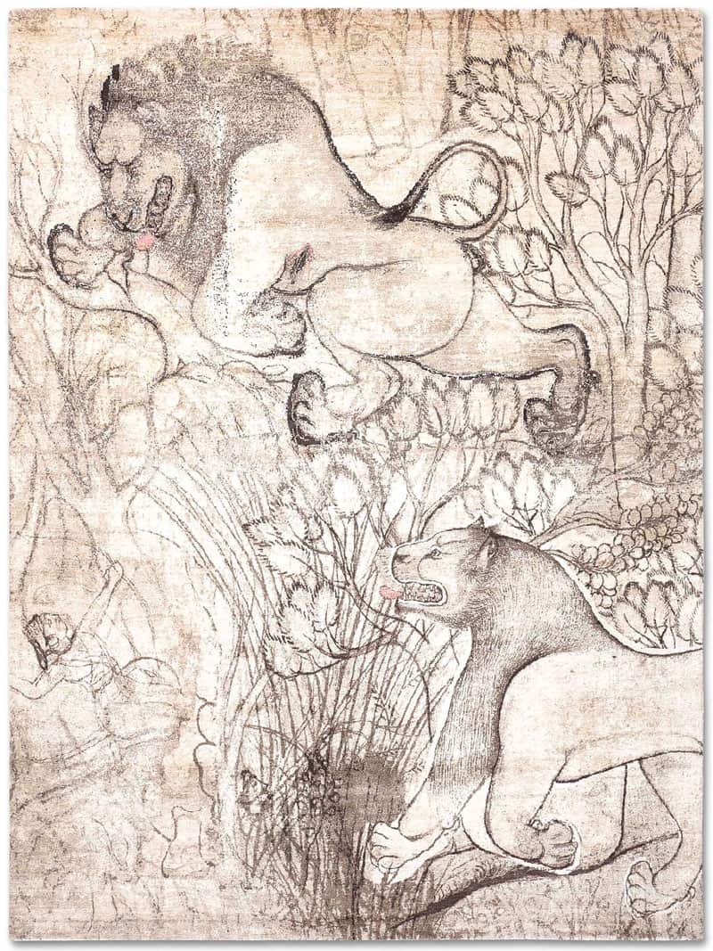 Two Lions Hand-Woven Exquisite Rug | Size: 274 x 365 cm