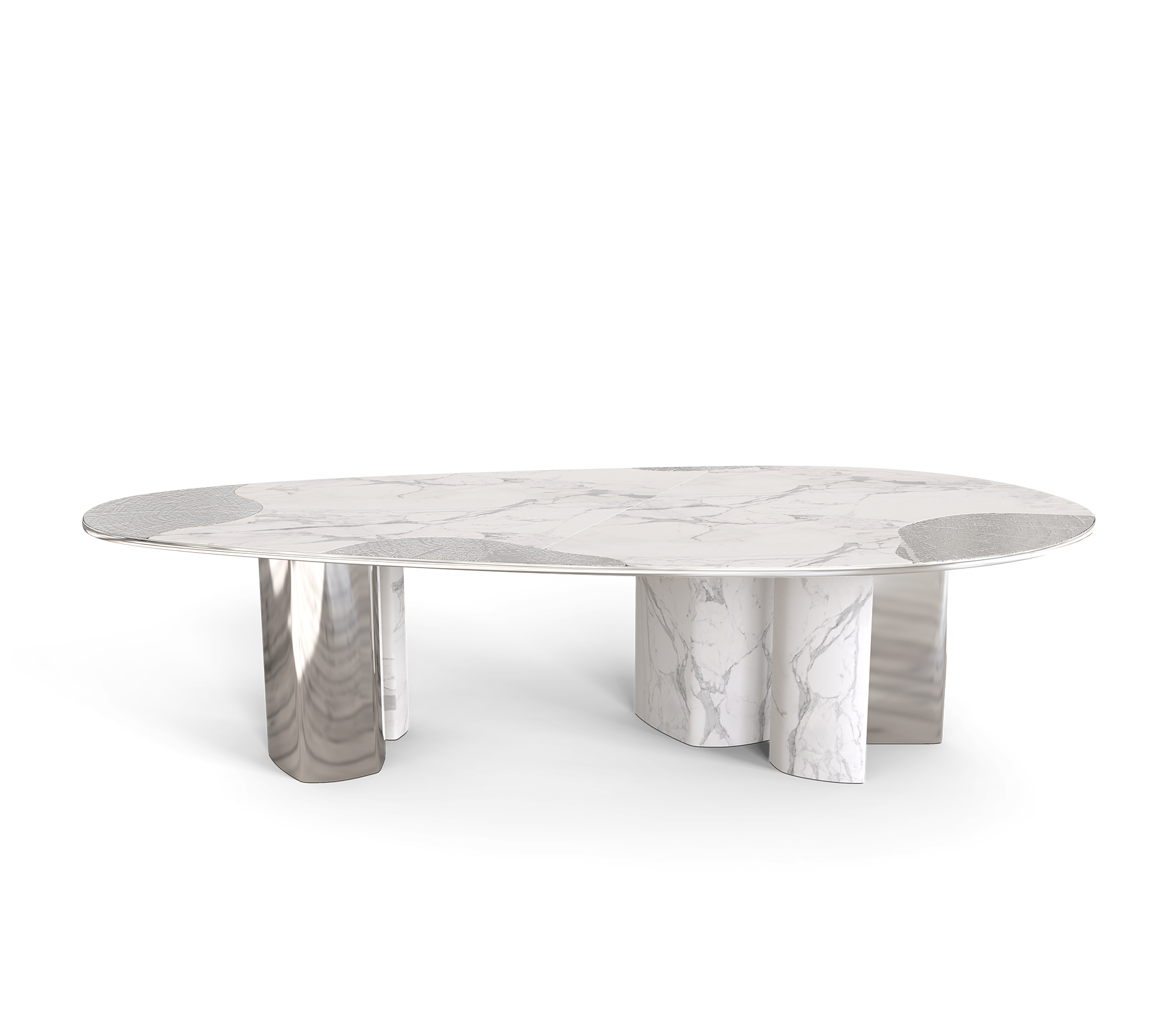 Marble & Silver Luxe Dining Table