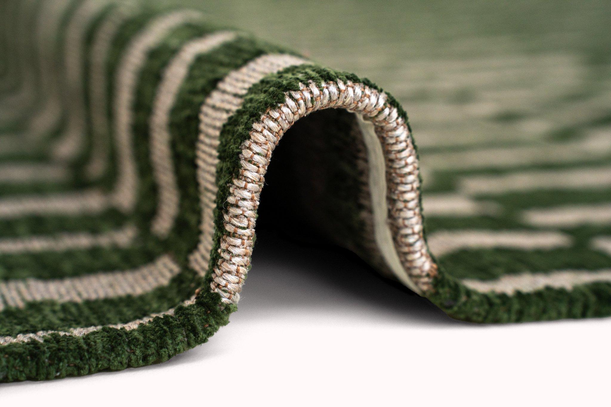 Green Toned Berber-Inspired Round Rug | Size: Ø 140 cm
