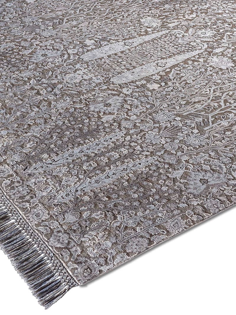 Pine Garden Charcoal Hand-Knotted Wool / Silk Rug