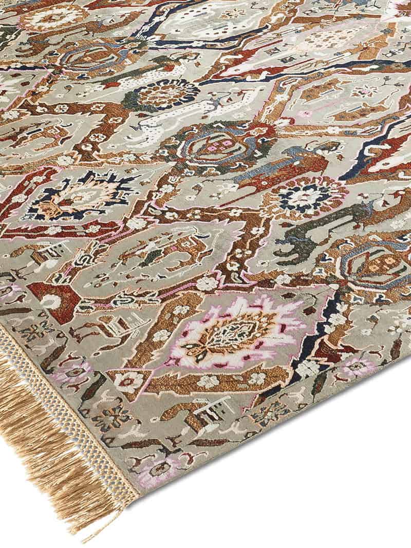 KavaBagh Grey / Green Wool & Silk Rug