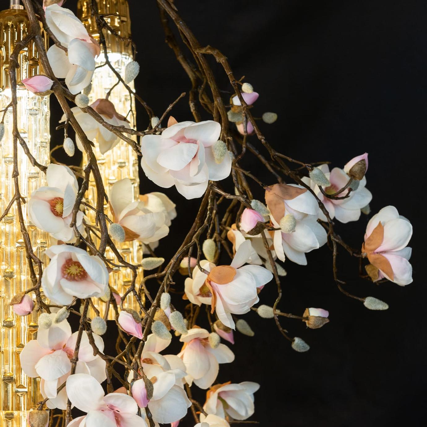 Magnolia White and Gold Chandelier