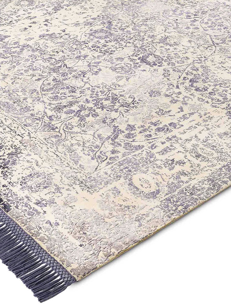 Mauve Grey Hand-Knotted Wool / Silk Rug