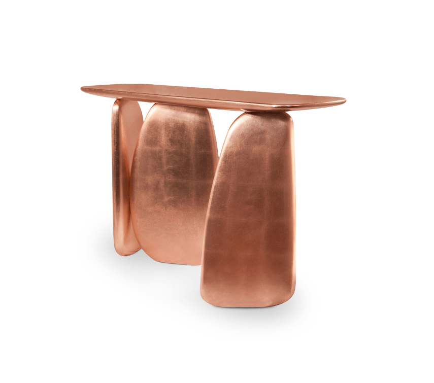 Sculptural Copper Refined Console Table