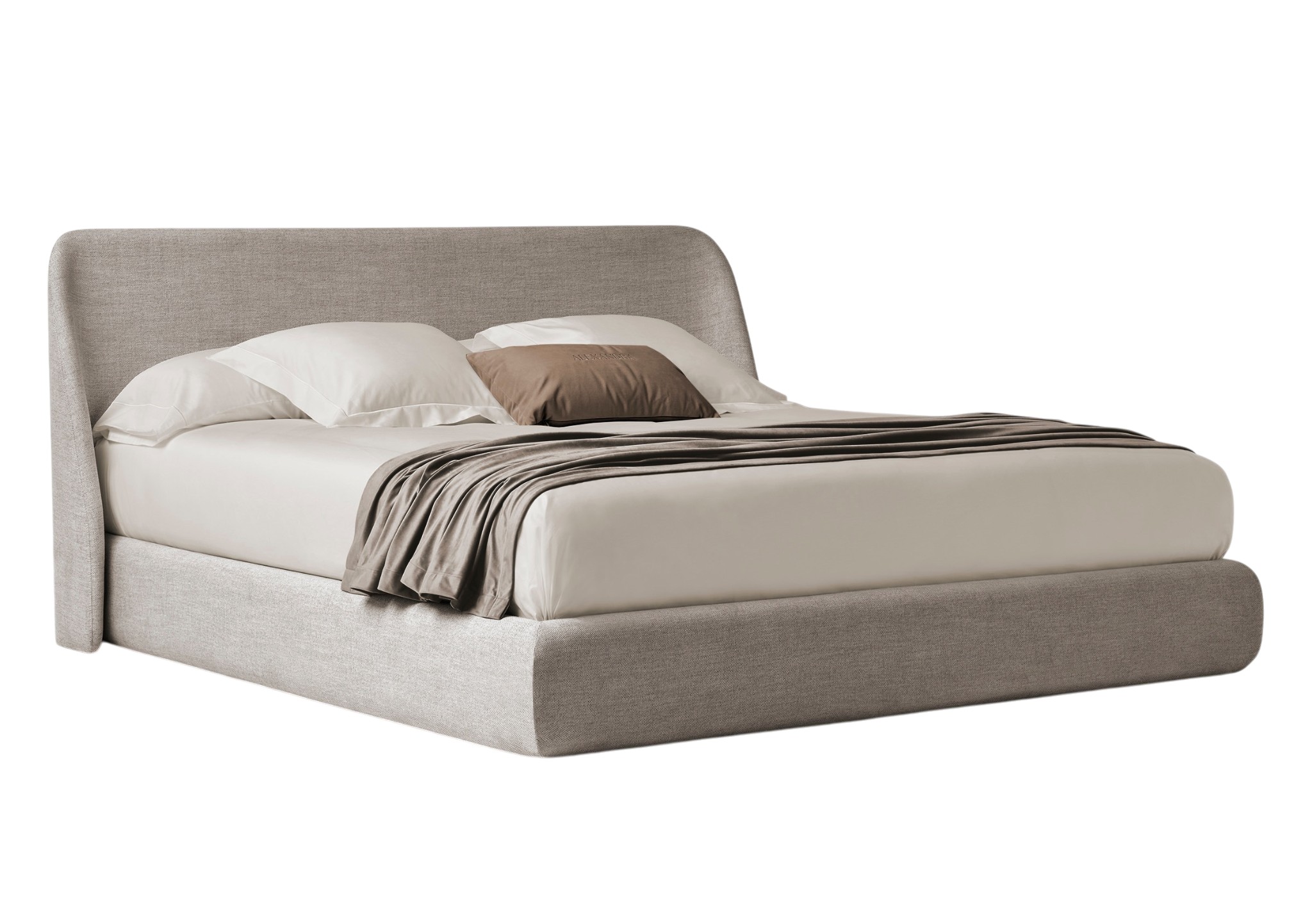 Atlas Beige Fabric Upholstered Bed