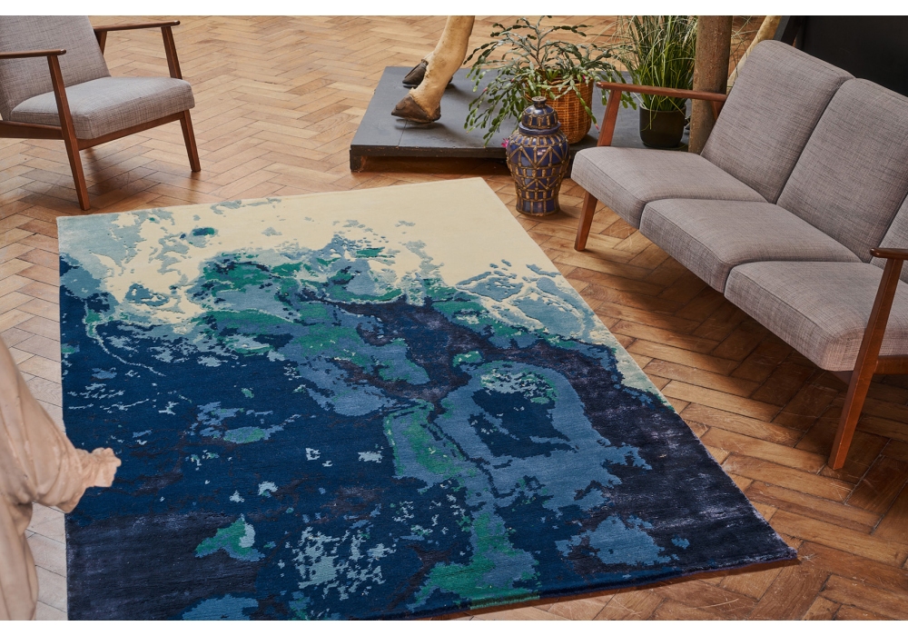 Ocean Viscose / Wool Handwoven Luxury Rug | Size: 300 x 400 cm