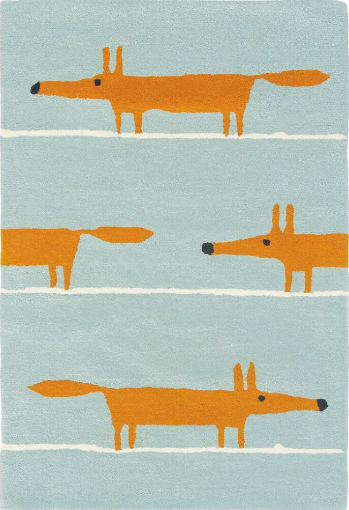 Fox Aqua Hand-Tufted Rug ☞ Size: 90 x 150 cm