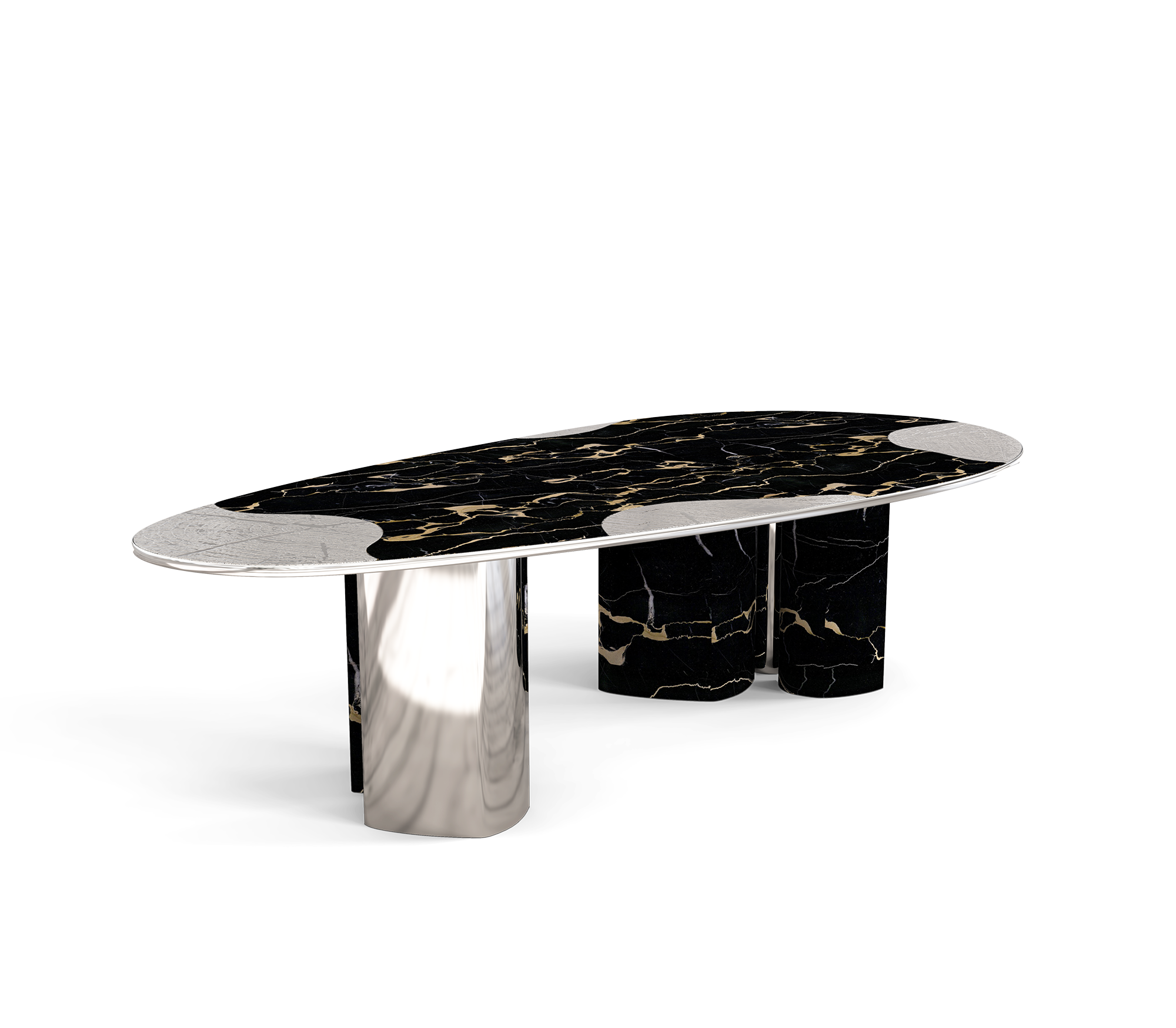 Marble & Silver Luxe Dining Table