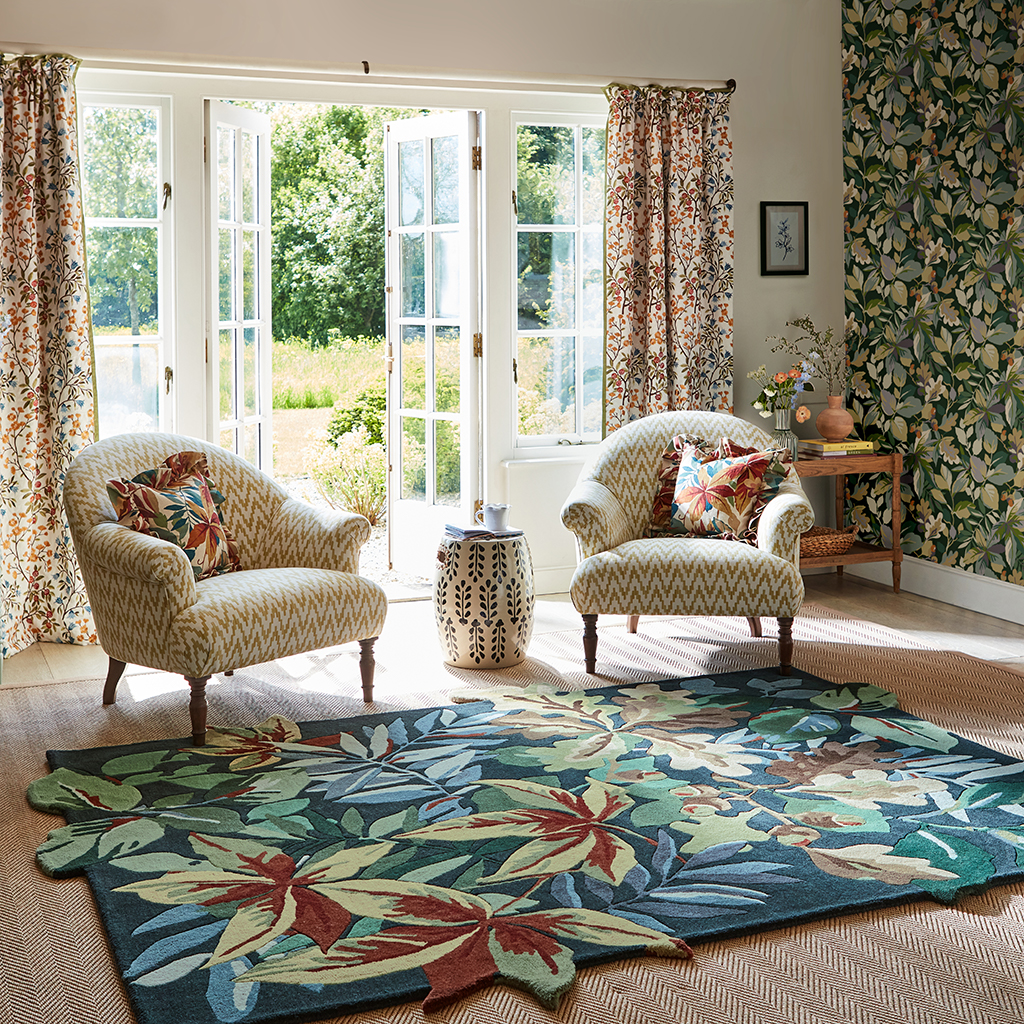 Forest  Green / Blue Rug | Size: 140 x 200 cm