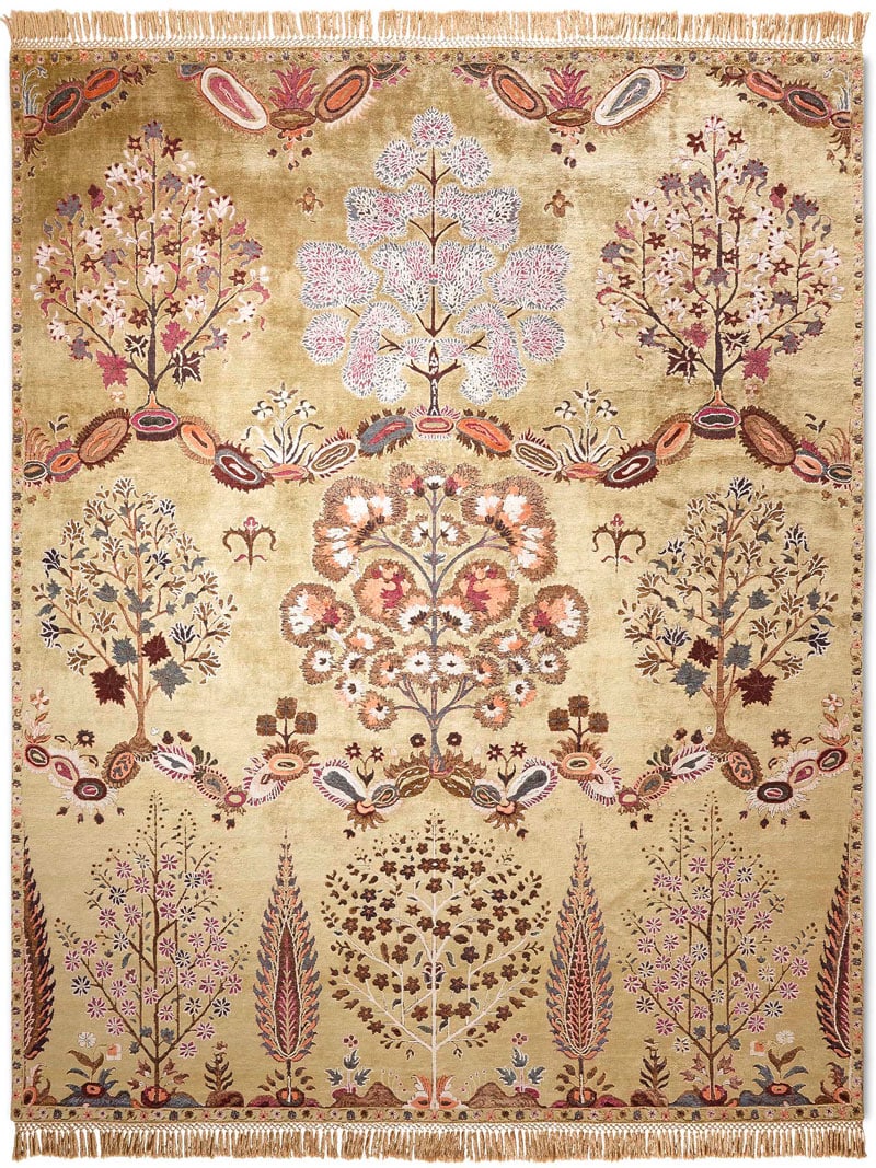 Mughal Yellow Luxury Handwoven Rug