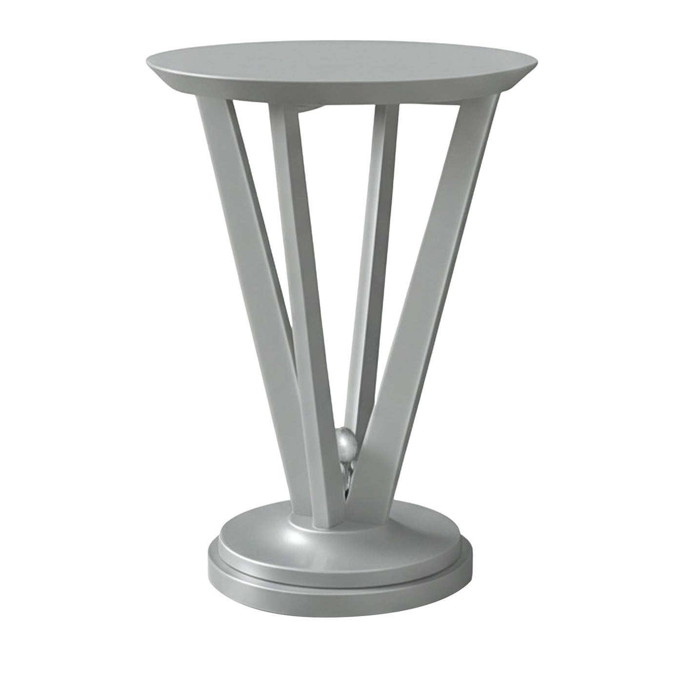 Silver Metallic Leaf Artisan Side Table