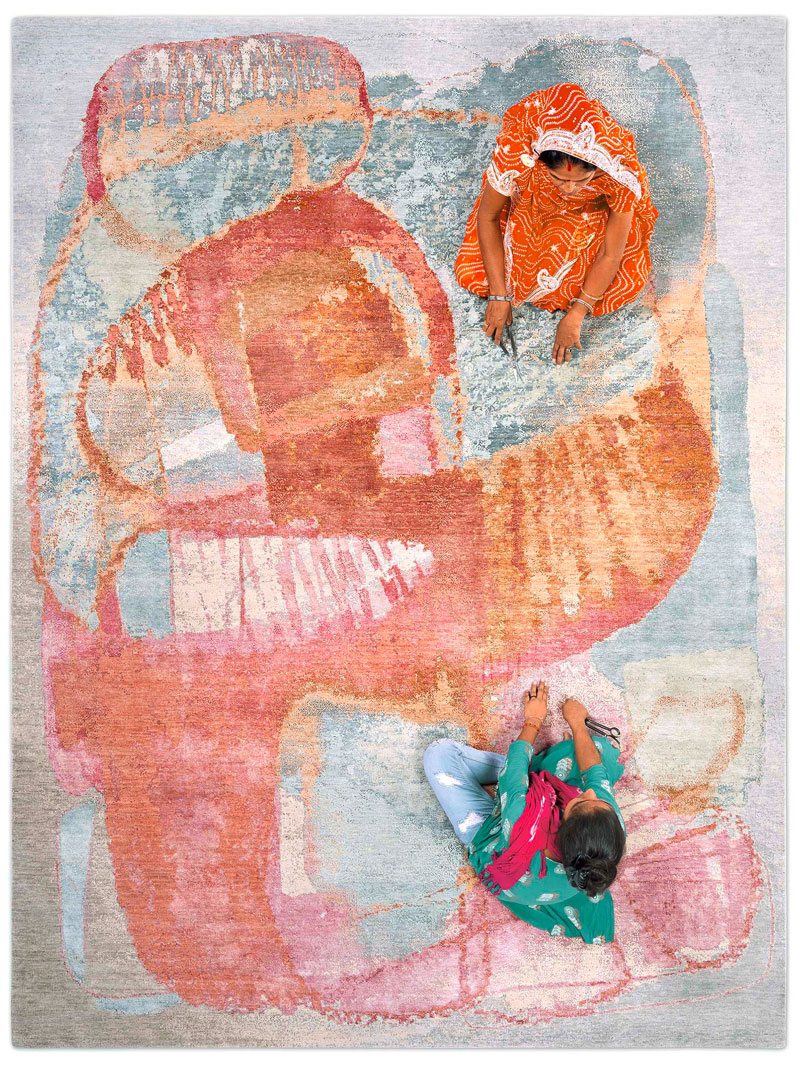 Red Sunset Hand-Knotted Silk / Wool Rug